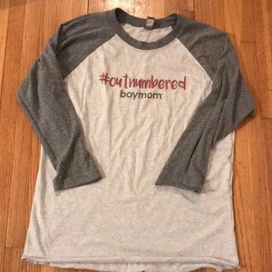Outnumbered boymom baseball tee